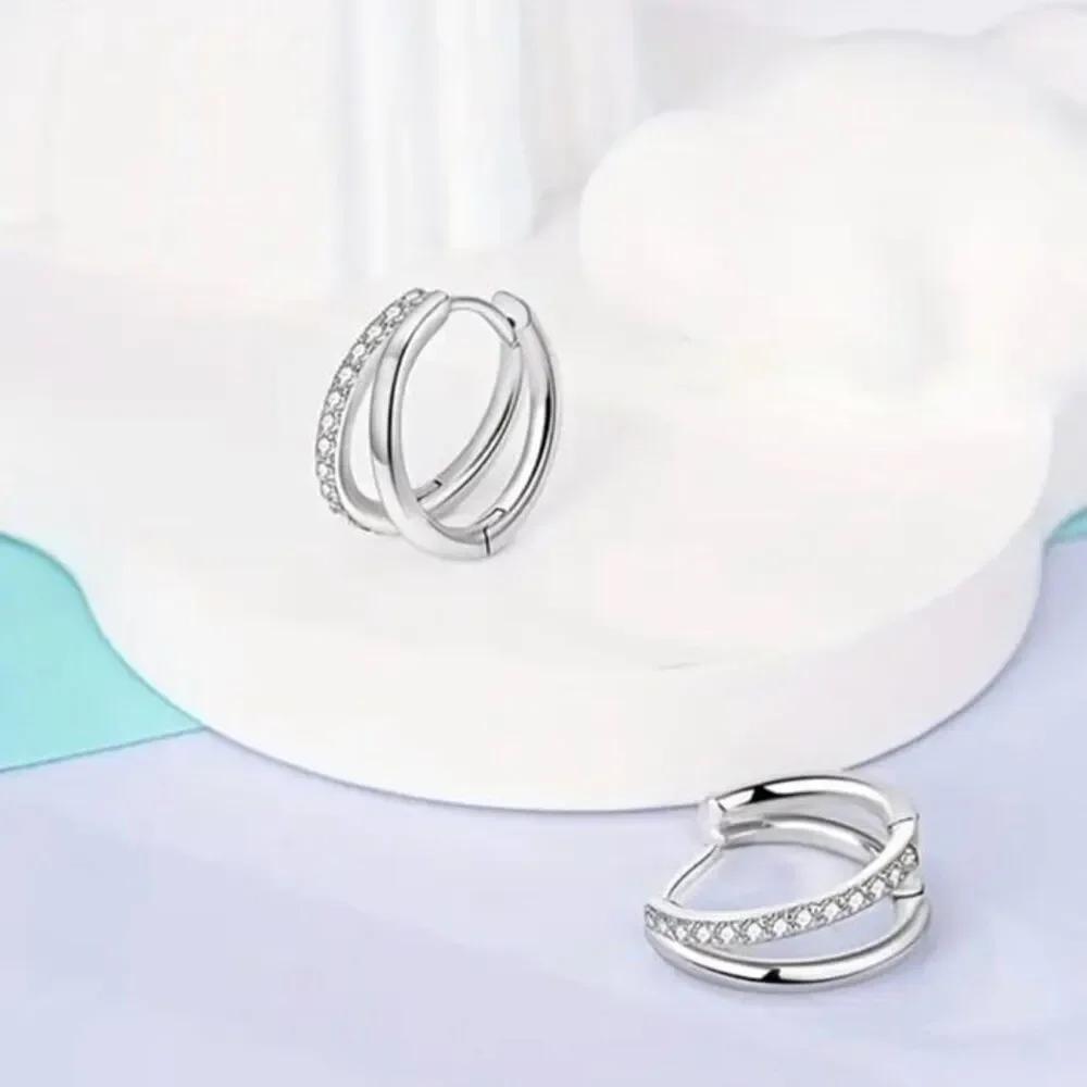 Earrings 925 Sterling Silver with crystal design